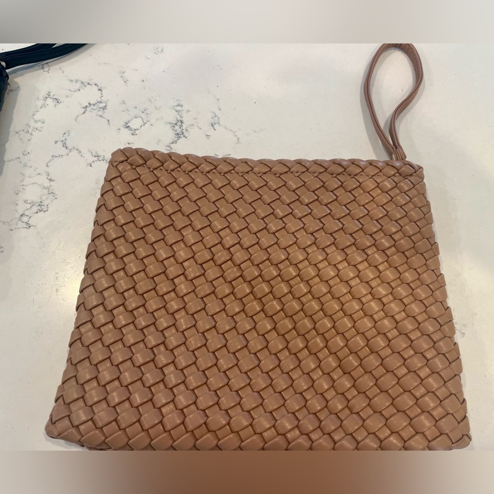 Tan Woven Clutch